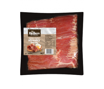 156706 Hellers Streaky Bacon Raw 1kg 250x350